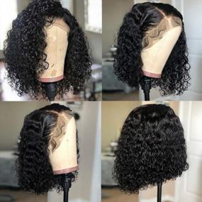 img 3 attached to 🌟 Larhali Short Curly Bob Wig: 13x6 HD Transparent Lace Front, Brazilian Virgin Human Hair for Black Women - Kinky Curly, Pre-Plucked, 150% Density (12inch)
