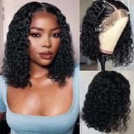 🌟 larhali short curly bob wig: 13x6 hd transparent lace front, brazilian virgin human hair for black women - kinky curly, pre-plucked, 150% density (12inch) logo
