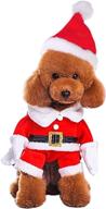 mogoko dog cat christmas santa claus costume: fun pet cosplay outfit with cap, warm xmas apparel logo