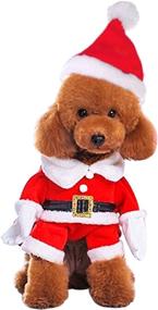 img 4 attached to Mogoko Dog Cat Christmas Santa Claus Costume: Fun Pet Cosplay Outfit with Cap, Warm Xmas Apparel