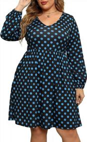 img 4 attached to Nemidor Womens V Neck Long Puff Sleeve Plus Size Casual Flowy Swing Dress With Pocket NEM321