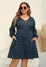 img 3 attached to Nemidor Womens V Neck Long Puff Sleeve Plus Size Casual Flowy Swing Dress With Pocket NEM321