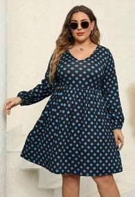 img 2 attached to Nemidor Womens V Neck Long Puff Sleeve Plus Size Casual Flowy Swing Dress With Pocket NEM321