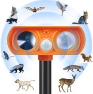 🐈 ultimate ultrasonic cat deterrent: solar-powered orange animal chaser with motion sensor & flashing lights for outdoor farm, garden, yard – repel dogs, cats, birds logo