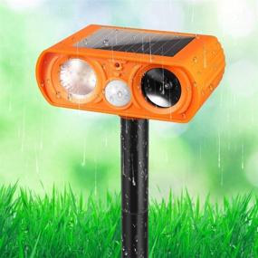 img 2 attached to 🐈 Ultimate Ultrasonic Cat Deterrent: Solar-Powered Orange Animal Chaser with Motion Sensor & Flashing Lights for Outdoor Farm, Garden, Yard – Repel Dogs, Cats, Birds