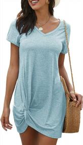 img 4 attached to Short Sleeve T-Shirt Dress For Women With Side Knot Detail - Mini Length By Sidefeel