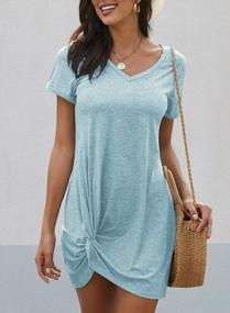 img 1 attached to Short Sleeve T-Shirt Dress For Women With Side Knot Detail - Mini Length By Sidefeel
