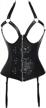 women's vaslanda steampunk gothic faux leather waist cincher corset vest top logo
