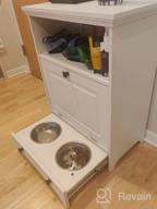 img 1 attached to Stylish White Farmhouse Pet Station With Pull Out Bowls & Storage Cabinet For Modern Pet Care review by Tommy Abreu