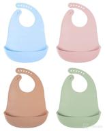 👶 set of 4 silicone bibs, waterproof baby bibs for girls and boys, adjustable toddler bibs logo