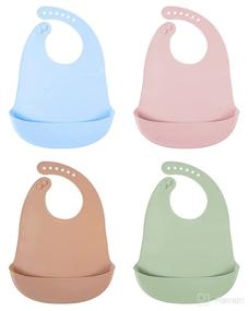 img 4 attached to 👶 Set of 4 Silicone Bibs, Waterproof Baby Bibs for Girls and Boys, Adjustable Toddler Bibs