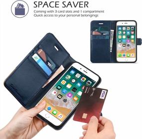 img 2 attached to TUCCH Premium Leather IPhone Wallet Case With Card Slot And Magnetic Closure - Compatible With IPhone 7/8 Plus - Dark Blue & Brown