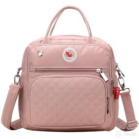 img 4 attached to Compact Pink Waterproof Diaper Bag: Practical Tote Backpack for Babies