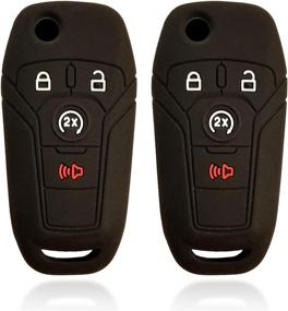 img 4 attached to 2Pcs DOBREV Silicone 4 Buttons Smart Key Case Cover Skin Fob Holder For FORD Ford F-Series F-150 2017 2018 Ford F-Series F-250 F-350 F-450 F-550 Flip Key Fob Remote With Start Button (Black And Black)