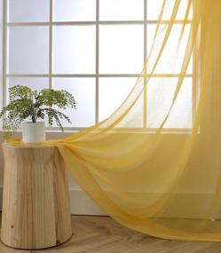 img 2 attached to MIUCO 2 Panels Grommet Textured Solid Sheer Curtains - 95 Inch Length For Windows (54 Inch Width X 95 Inch Height) In Beautiful Yellow