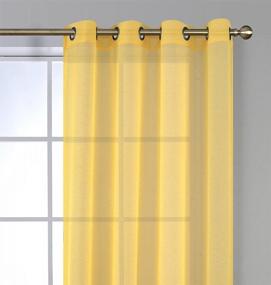 img 3 attached to MIUCO 2 Panels Grommet Textured Solid Sheer Curtains - 95 Inch Length For Windows (54 Inch Width X 95 Inch Height) In Beautiful Yellow