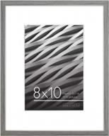 americanflat 8x10 grey picture frame - 5x7 mat & 8x10 no mat - horizontal/vertical wall/tabletop display logo