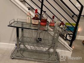 img 8 attached to HOMYSHOPY Silver Bar Cart With Wine Rack And Glass Holder, 3-Tier Home Bar Serving Cart With Tempered Glass And Chrome-Finish Metal Frame, Rolling Wine Cart For Living Room, Kitchen And Dining Room