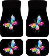 toaddmos colorful butterfly black universal auto car floor mats 4 pieces front &amp logo