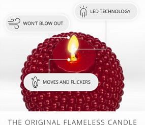 img 2 attached to Set Of 2 Red Flameless Moving Flame Candle Ornaments With Remote Control - 3.5" X 4.25", Unscented Real Wax, Embossed Pearl Metallic Paint Finish | Luminara
