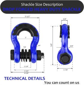 img 2 attached to 🔵 AMBULL Shackles - 3/4" D Ring Shackle (2 Pack) - 45,000lb Break Strength - 7/8" Pin - Anti Theft Security Screws - Isolator & Washer Kits - Tow Strap Winch Truck Vehicle Recovery - Blue