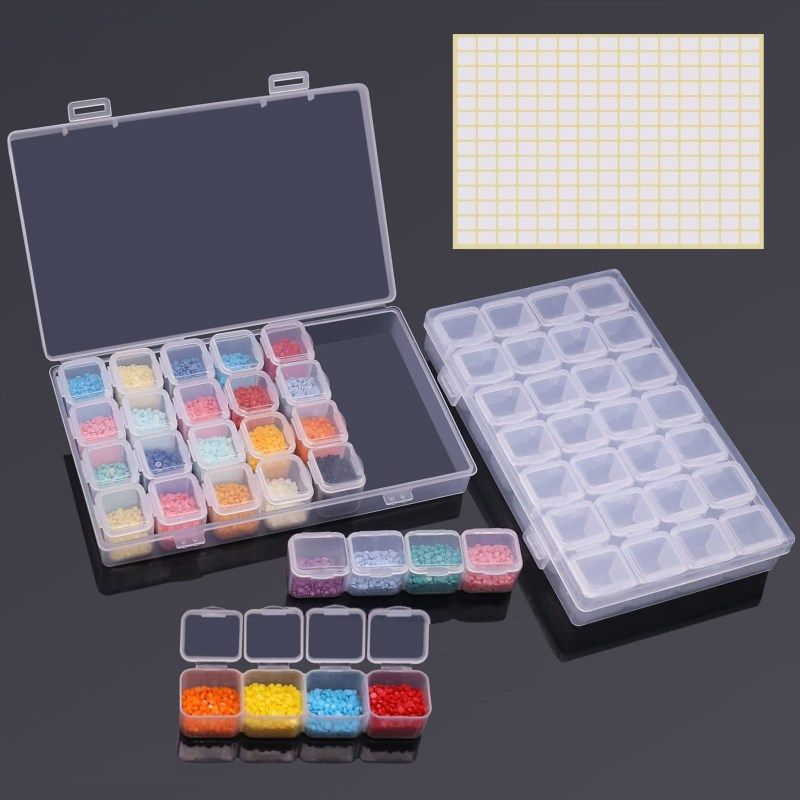 Diamond Painting Storage Boxes, 120 Slots Bead Storage with 5D Diamond Art Acces