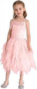 img 3 attached to Girls Swan Feather Fringes Tulle Tutu Dress | Birthday Pageant Party Wedding Formal Short Tiered Evening Dance Gown