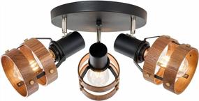img 4 attached to Matte Black 3-Light Ceiling Spotlight Fixture With Adjustable Dark Wooden Heads For Hallway, Bedroom, Foyer, Kitchen And Living Room