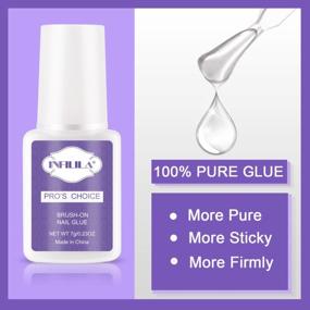 img 3 attached to Professional Brush On Nail Glue Arcrylic | INFILILA 7ML/0.23OZ (2PCS) - Strong, Long Lasting Adhesive For Acrylic & Press On Nails