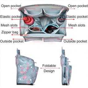 img 2 attached to Будьте организованы на ходу с мини-вставкой-органайзером для рюкзака HOYOFO - в синюю полоску | Легкий нейлоновый разделитель сумки через плечо для рюкзака и кошелька