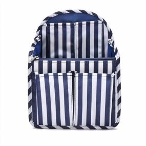img 4 attached to Stay Organized On The Go With HOYOFO Mini Backpack Organizer Insert - Blue Stripe | Lightweight Nylon Shoulder Bag Divider For Rucksack & Purse
