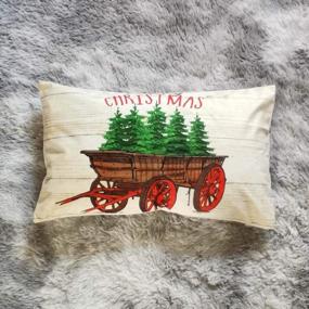 img 1 attached to Songtec Christmas Pillow Covers 12X20 Inches, Red Vintage Truck Home Decorations Clearance Farmhouse Throw Pillowcase Cushion For Outdoor Patio – Set Of 2