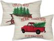 songtec christmas pillow covers 12x20 inches, red vintage truck home decorations clearance farmhouse throw pillowcase cushion for outdoor patio – set of 2 logo