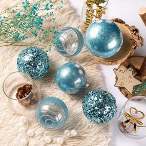 img 2 attached to Ударопрочные прозрачные пластиковые украшения для рождественских шаров - большие подвесные украшения 80 мм / 3,15 дюйма для рождественских елок и вечеринок, набор из 6 штук в голубом цвете