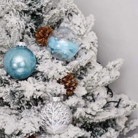 img 1 attached to Ударопрочные прозрачные пластиковые украшения для рождественских шаров - большие подвесные украшения 80 мм / 3,15 дюйма для рождественских елок и вечеринок, набор из 6 штук в голубом цвете