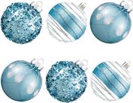 shatterproof clear plastic christmas ball ornaments - 80mm/3.15" large hanging decorations for xmas trees and parties, set of 6 in baby blue logo