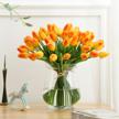 realistic 30pc pu tulips for spring decor and weddings - artificial flowers in vibrant orange for home, office and parties - 14" tall logo