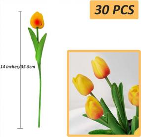img 2 attached to Realistic 30Pc PU Tulips For Spring Decor And Weddings - Artificial Flowers In Vibrant Orange For Home, Office And Parties - 14" Tall