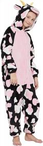 img 4 attached to Kids Animal Costume Girls Pajamas: CALANTA Cow Onesie One Piece Cosplay Halloween Christmas Plush Sleepwear