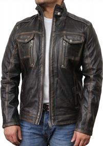 img 4 attached to Mens Genuine Sheepskin Leather Jacket Vintage Distressed - Brandslock