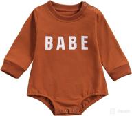 👶 adorable baby girl crewneck romper: cozy long sleeve sweater bodysuit for fall/winter logo