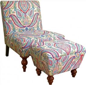 img 4 attached to Upholstered Armless Accent Chair & Ottoman Set - Medium Size, Multicolored Paisley Design By HomePop Susan