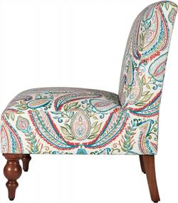 img 2 attached to Upholstered Armless Accent Chair & Ottoman Set - Medium Size, Multicolored Paisley Design By HomePop Susan