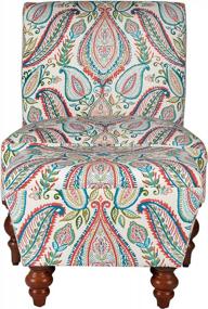 img 3 attached to Upholstered Armless Accent Chair & Ottoman Set - Medium Size, Multicolored Paisley Design By HomePop Susan