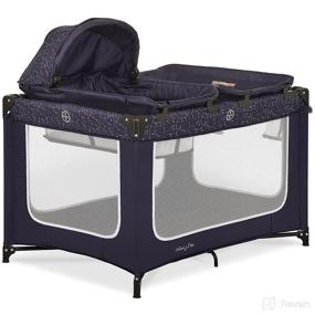 img 4 attached to 🌌 Dream On Me Emily Rose Deluxe Playard in Galaxy Blue: Changing Tray, Infant Bassinet, Canopy & More!