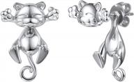 kiss me hug me 3d kitten earring - 925 silver cute cat stud sterling jewelry logo
