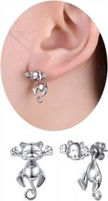 img 3 attached to Kiss Me Hug Me 3D Kitten Earring - 925 Silver Cute Cat Stud Sterling Jewelry