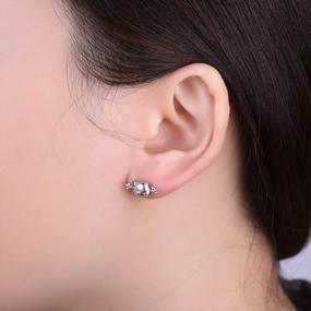img 1 attached to Kiss Me Hug Me 3D Kitten Earring - 925 Silver Cute Cat Stud Sterling Jewelry