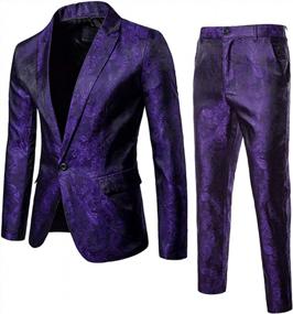 img 4 attached to Mens 2 Piece Paisley Dress Suit One Button Party Wedding Blazer Pants Sets