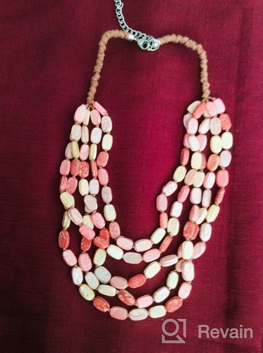 img 1 attached to Handcrafted Oval Marble Glass Beaded Necklace with Knotted Design for Women and Girls - RICHERA Jewelry review by Tamika Lewis